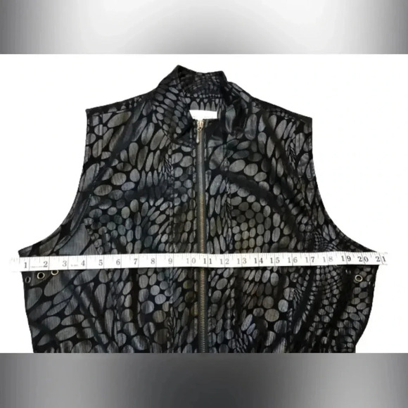 Erin london Black Womens Textured Vest  Zipper Style Adjustable Cinched Waist - Picture 7 of 8